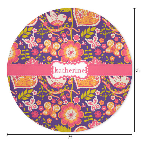 Birds & Hearts Round Area Rug - Size