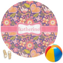 Birds & Hearts Round Beach Towel (Personalized)
