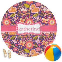 Birds & Hearts Round Beach Towel (Personalized)