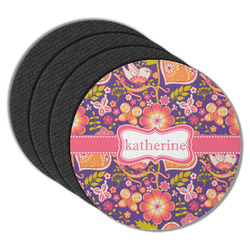 Birds & Hearts Round Rubber Backed Coasters - Set of 4 (Personalized)