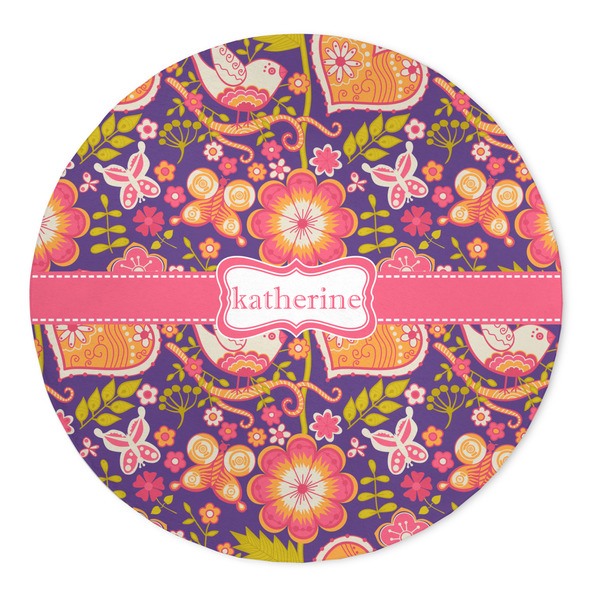 Custom Birds & Hearts 5' Round Indoor Area Rug (Personalized)