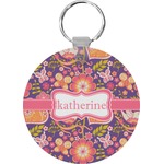 Birds & Hearts Round Plastic Keychain (Personalized)