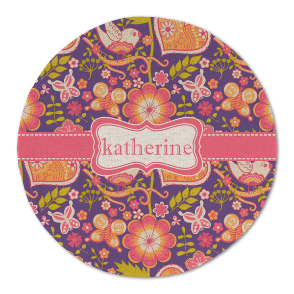 Birds & Hearts Round Linen Placemats - FRONT (Double Sided)