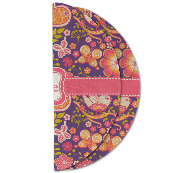 Birds & Hearts Round Linen Placemats - HALF FOLDED (double sided)