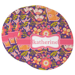 Birds & Hearts Round Paper Coasters w/ Name or Text