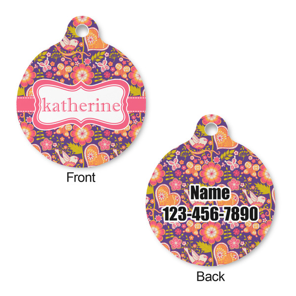 Birds & Hearts Round Pet ID Tag - Large - Approval