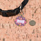 Birds & Hearts Round Pet ID Tag - Small - In Context