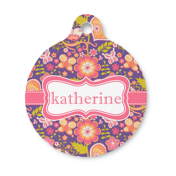 Custom Birds & Hearts Round Pet ID Tag - Small (Personalized)