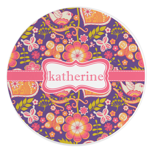 Custom Birds & Hearts Round Stone Trivet (Personalized)