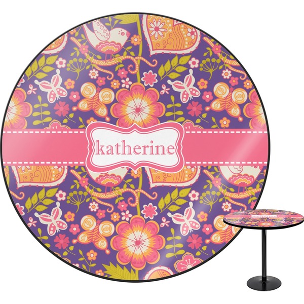 Custom Birds & Hearts Round Table - 24" (Personalized)