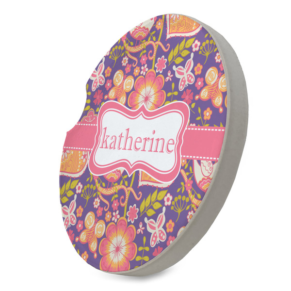 Birds & Hearts Sandstone Car Coaster - STANDING ANGLE