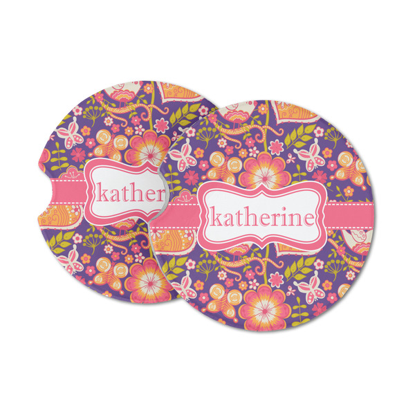 Custom Birds & Hearts Sandstone Car Coasters (Personalized)