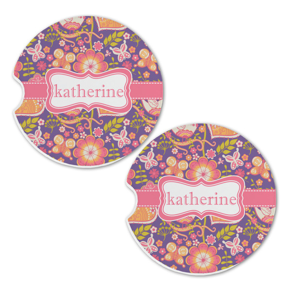 Birds & Hearts Sandstone Car Coasters - Set of 2