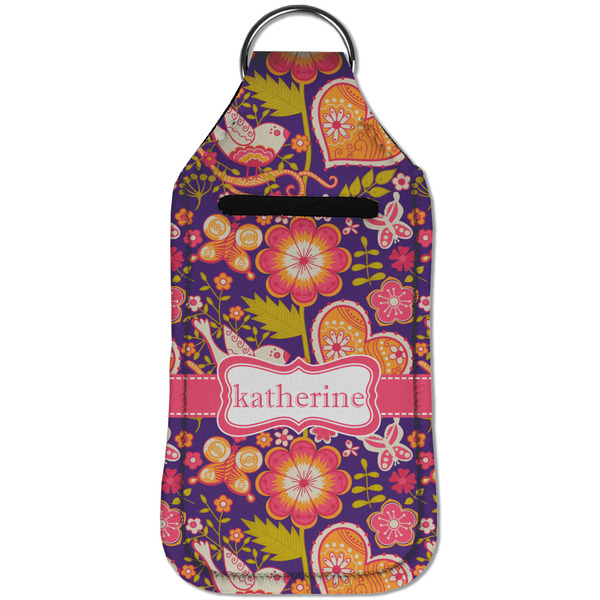 Birds & Hearts Sanitizer Holder Keychain - Large (Front)