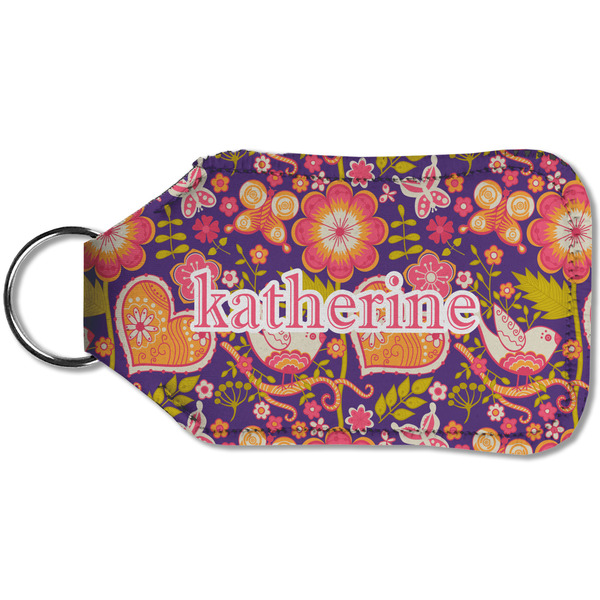 Birds & Hearts Sanitizer Holder Keychain - Small (Back)