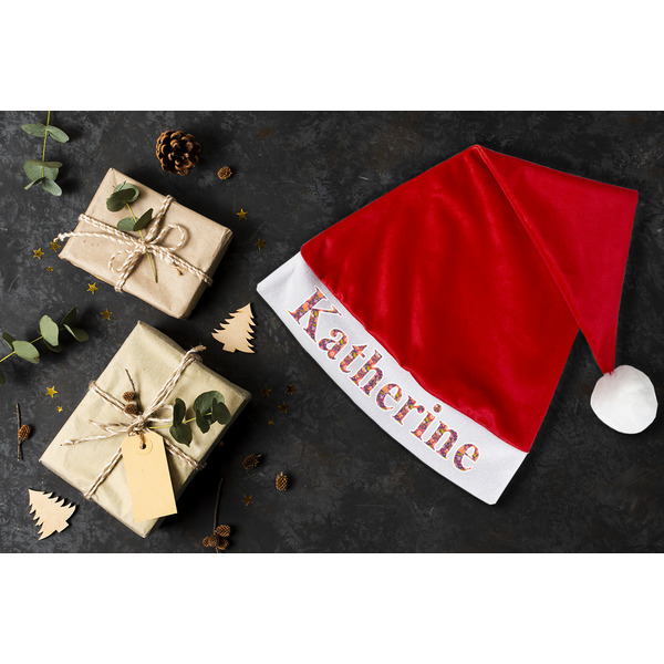 Birds & Hearts Santa Hat - Flat Layout