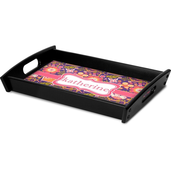 Birds & Hearts Serving Tray Black - Corner
