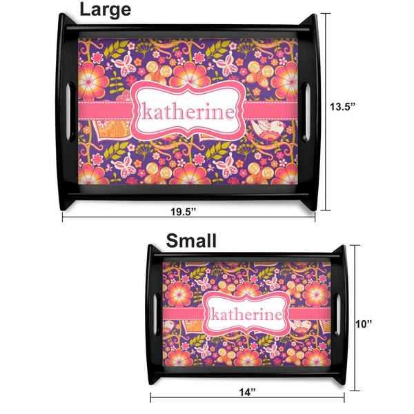 Birds & Hearts Serving Tray Black Sizes