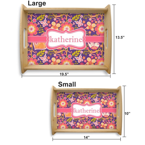 Birds & Hearts Serving Tray Wood Sizes