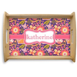 Birds & Hearts Natural Wooden Tray - Small (Personalized)