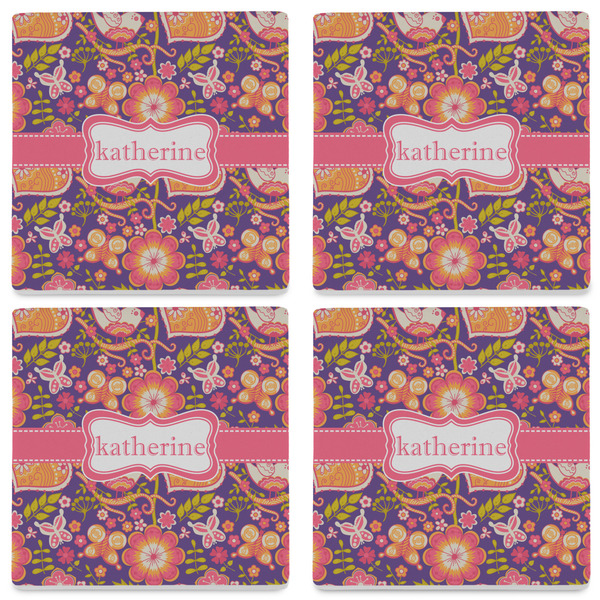 Birds & Hearts Set of 4 Sandstone Coasters - See All 4 View