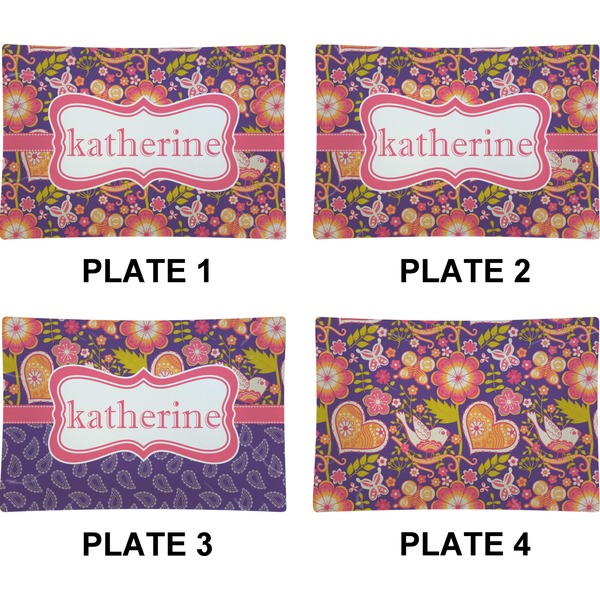 Birds & Hearts Set of Rectangular Appetizer / Dessert Plates (Approval)