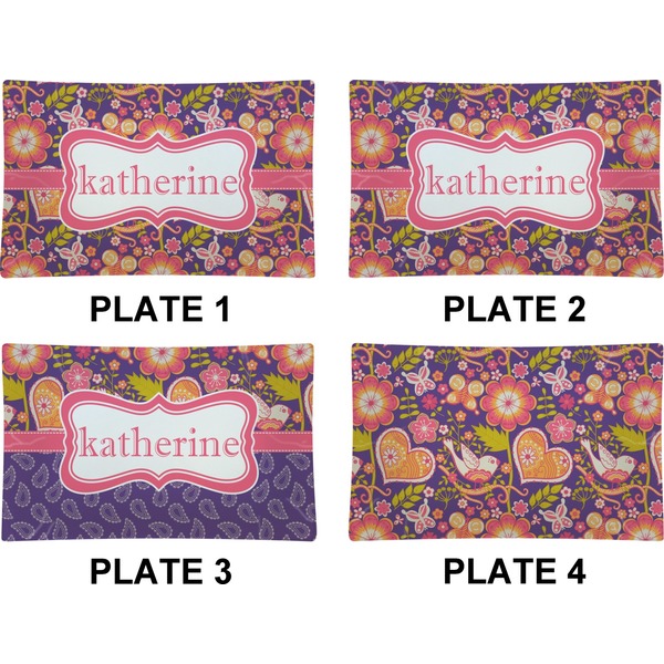 Birds & Hearts Set of Rectangular Dinner Plates (Approval)