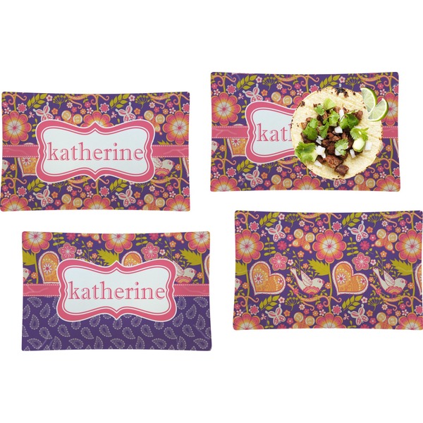 Birds & Hearts Set of Rectangular Dinner Plates