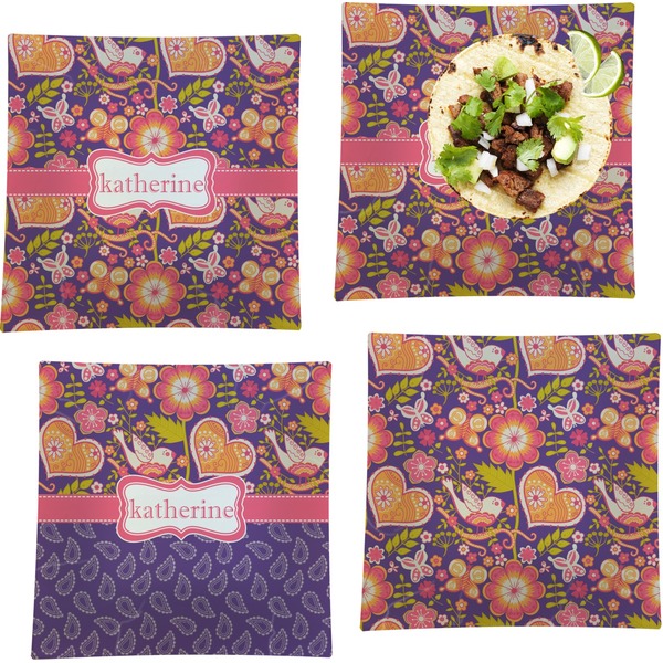 Birds & Hearts Set of Square Dinner Plates