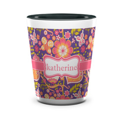 Birds & Hearts Ceramic Shot Glass - 1.5 oz - Two Tone - Set of 4 (Personalized)