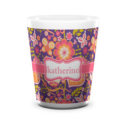 Birds & Hearts Ceramic Shot Glass - 1.5 oz - White - Set of 4 (Personalized)