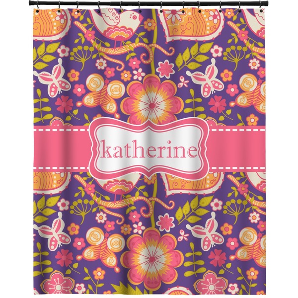 Custom Birds & Hearts Extra Long Shower Curtain - 70"x84" (Personalized)