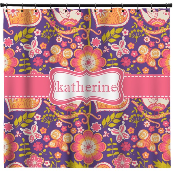 Custom Birds & Hearts Shower Curtain - 71" x 74" (Personalized)