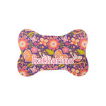 Birds & Hearts Bone Shaped Dog Food Mat (Small) (Personalized)