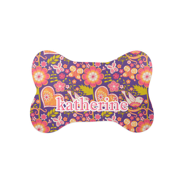 Custom Birds & Hearts Bone Shaped Dog Food Mat (Small) (Personalized)