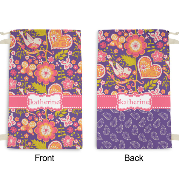 Birds & Hearts Small Laundry Bag - Front & Back View