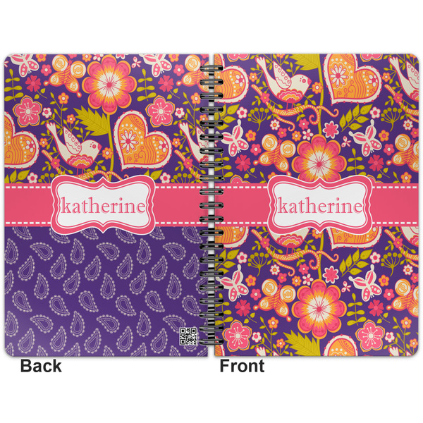 Birds & Hearts Spiral Journal 7 x 10 - Apvl