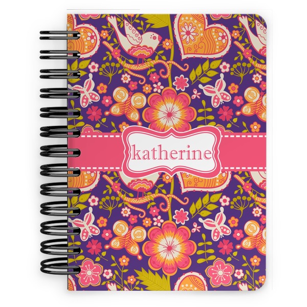 Custom Birds & Hearts Spiral Notebook - 5x7 w/ Name or Text