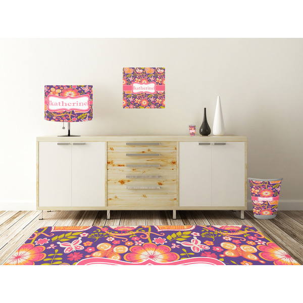 Birds & Hearts Square Wall Decal Wooden Desk