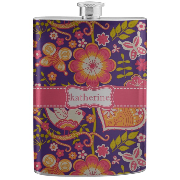 Custom Birds & Hearts Stainless Steel Flask (Personalized)