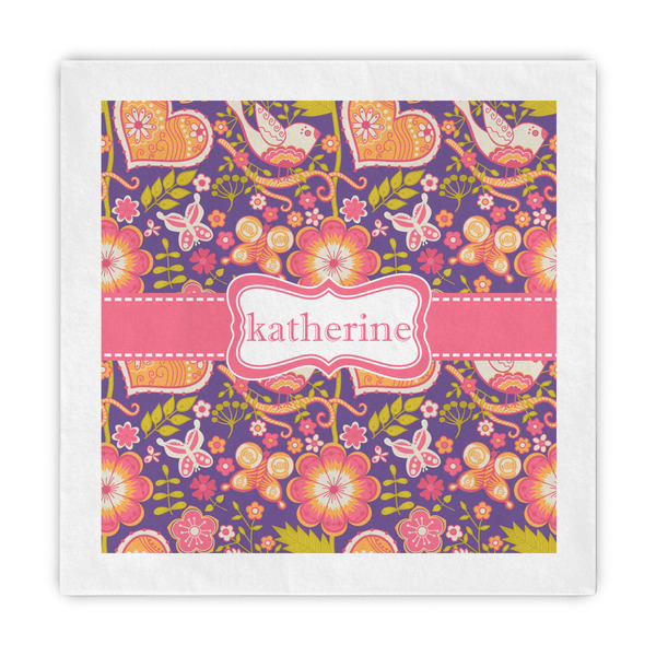 Custom Birds & Hearts Decorative Paper Napkins (Personalized)