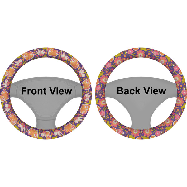 Birds & Hearts Steering Wheel Cover- Front and Back