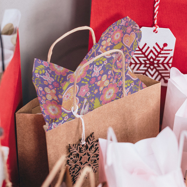 Birds & Hearts Tissue Paper - In Gift Bag