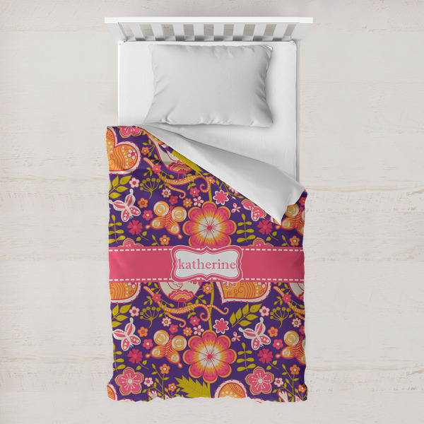 Custom Birds & Hearts Toddler Duvet Cover w/ Name or Text