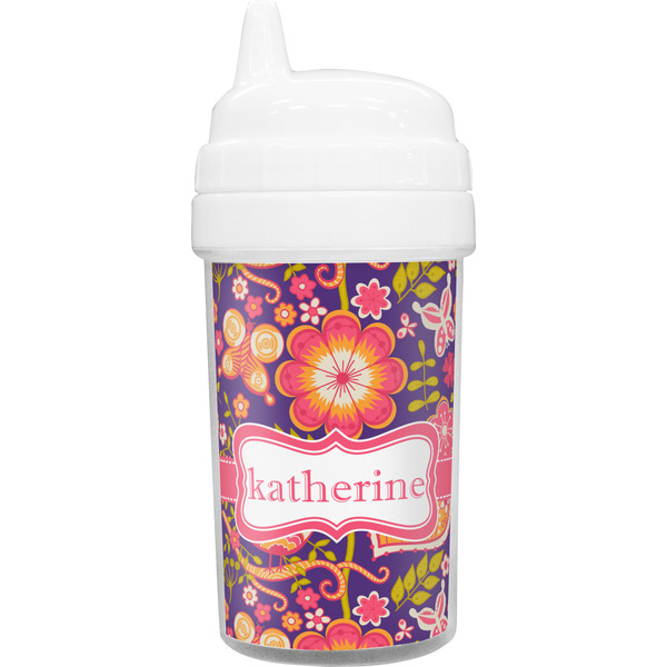 Custom Birds & Hearts Toddler Sippy Cup (Personalized)