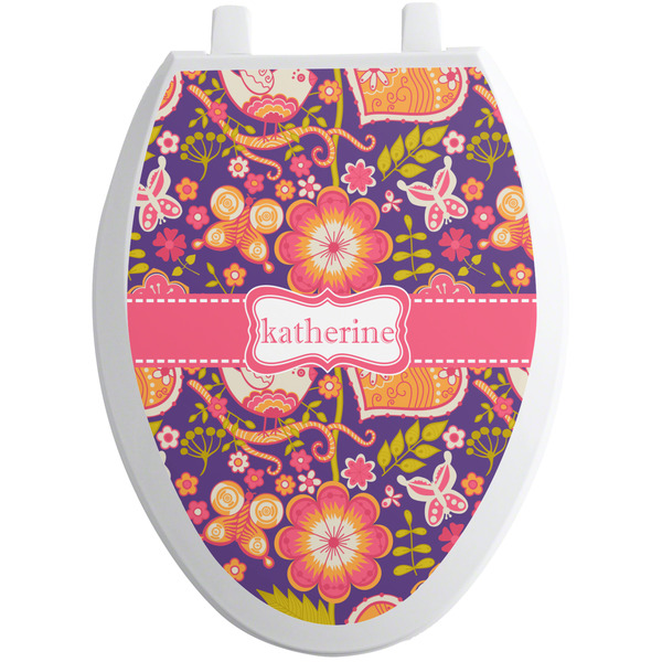 Custom Birds & Hearts Toilet Seat Decal - Elongated (Personalized)
