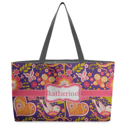 Birds & Hearts Beach Totes Bag - w/ Black Handles (Personalized)