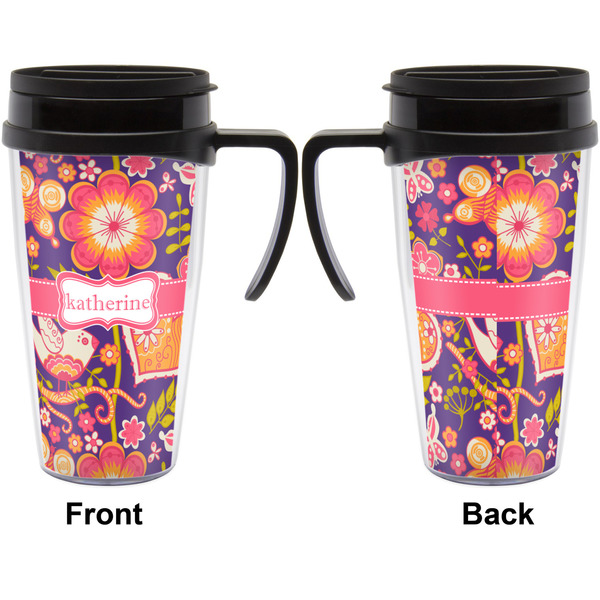 Birds & Hearts Travel Mug with Black Handle - Approval