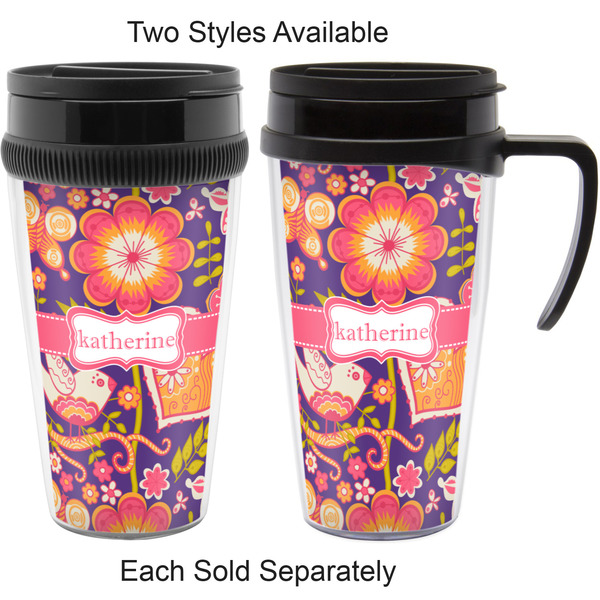 Birds & Hearts Travel Mugs - with & without Handle