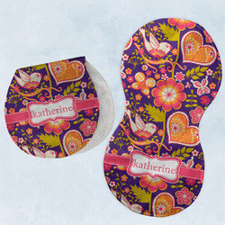 Birds & Hearts Burp Pads - Velour - Set of 2 w/ Name or Text